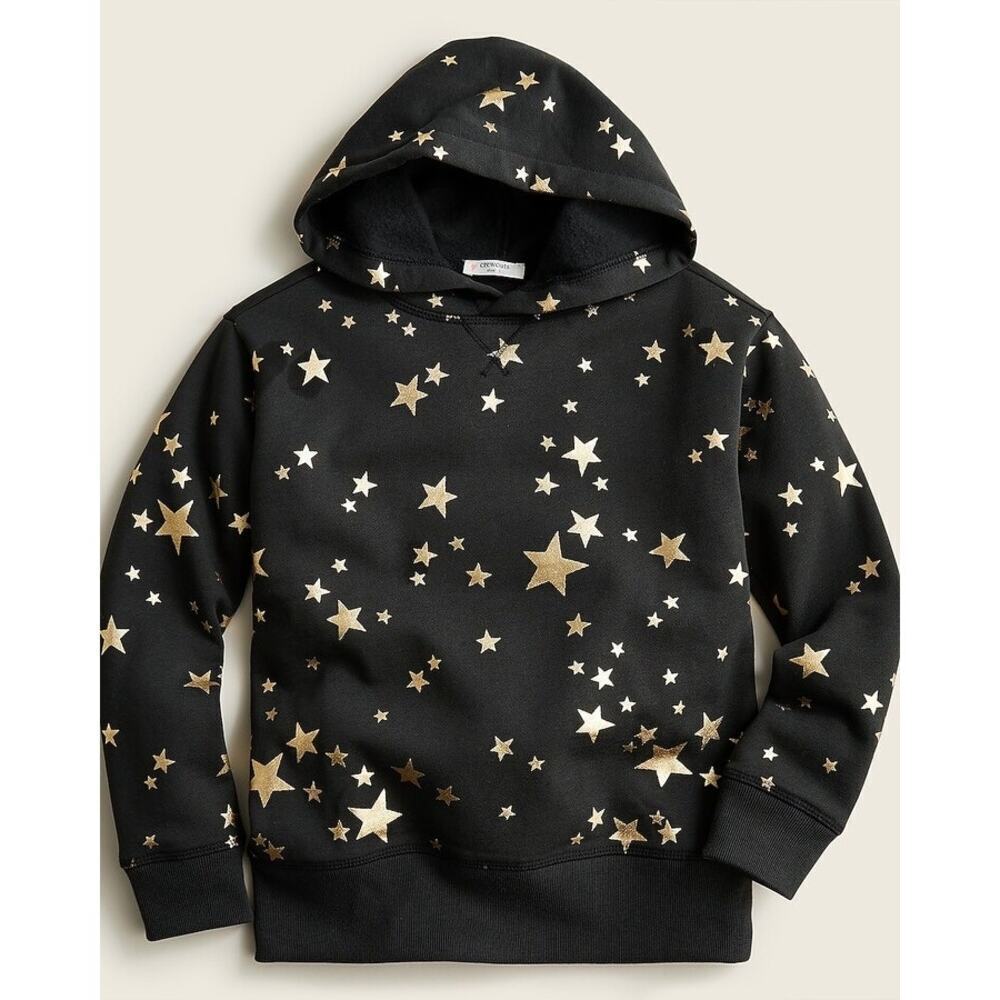 Crewcuts Gold Star Hoodie Girls sz S Black Hoodie Pullover Sweatshirt
